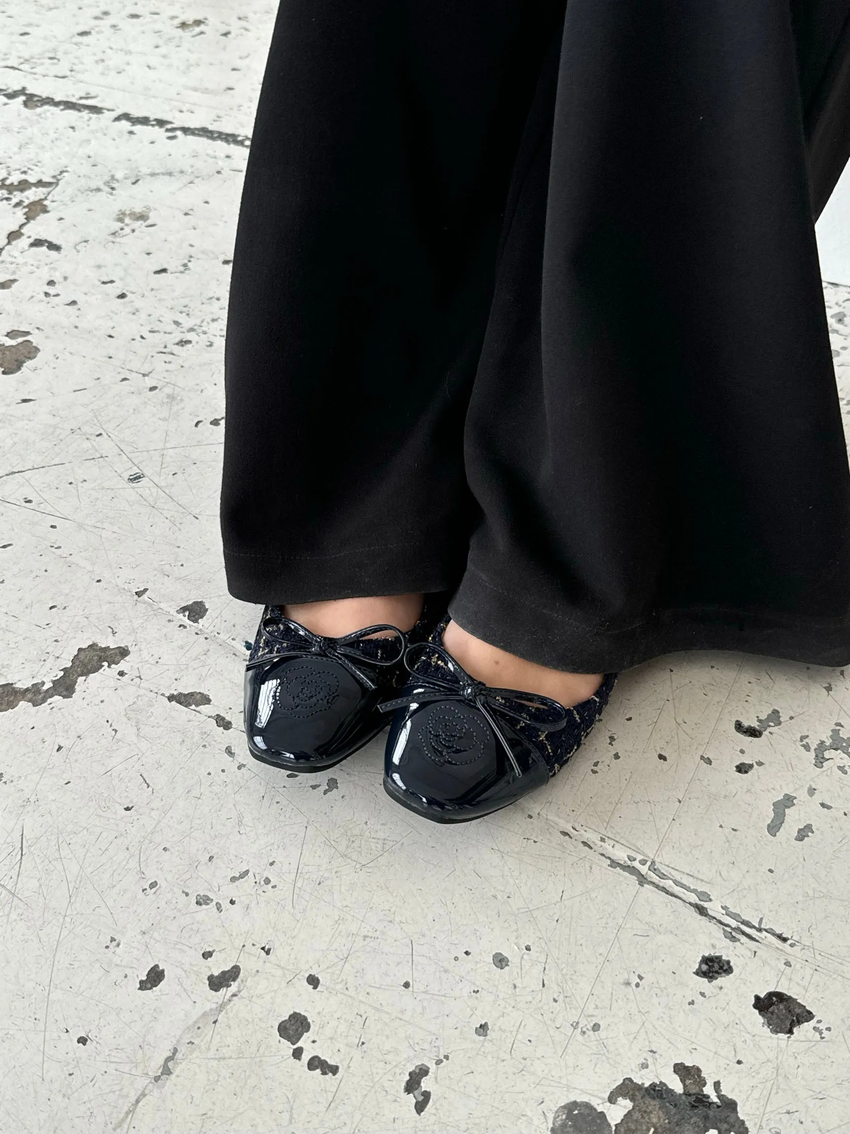 Zamora ballet flats with pattern and bow - Navy